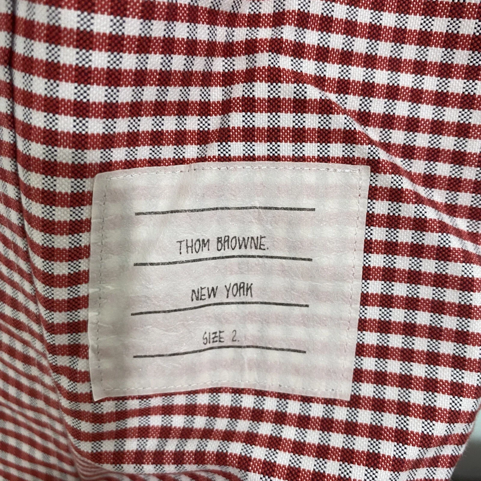 Camicia elegante Thom Browne Gingham a quadri rosso bianco taglia 2 o M