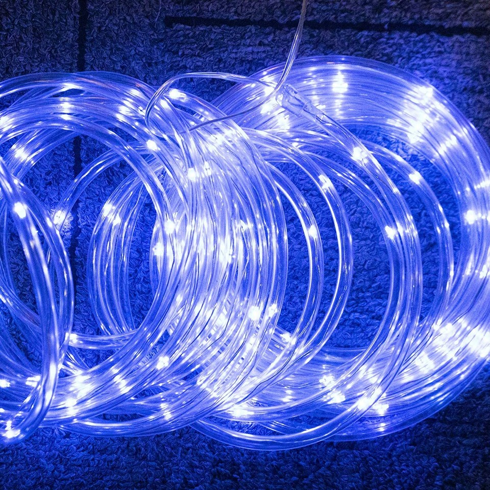 LED Solar Rope Tube String Fairy Lights Strip Waterproof Outdoor Garden ...