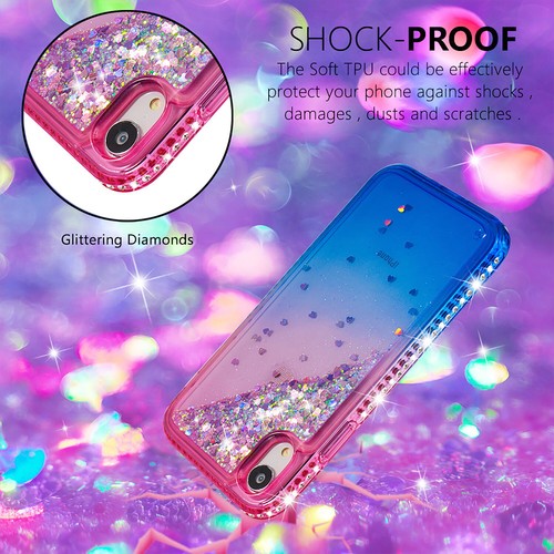 Funda para iPhone X XS XR XS Max Líquido Brillo Diamante Parachoques Estuche para Niñas - Imagen 6 de 26