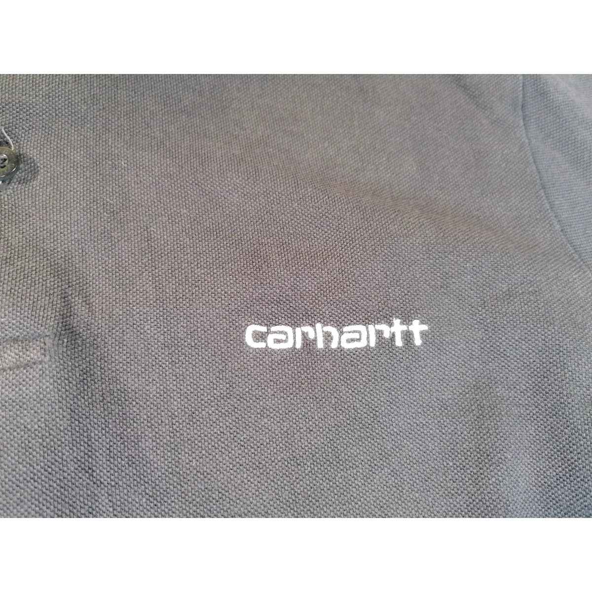 Carhartt Polo Negro Pequeño Trabajo En Progreso Wip Manga Corta 100% Algodón
