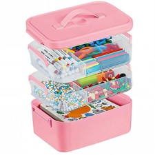 3-Layer Plastic Craft Organizers and Storage with Removable Trays, Storage Co...