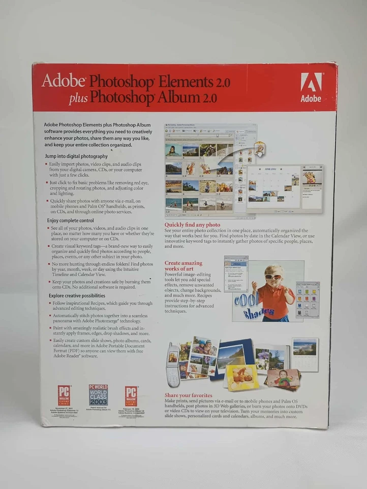Adobe Photoshop Elements 2.0 PLUS Photoshop Album 2.0 BRAND NEW SEALED NOS - Image 4 of 4