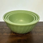 Anchor Hocking Fire-King Jadeite Swirl Bowls 7” 8” 9” (1 Cracked, See Desc)