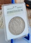 1890-CC Morgan Silver Dollar ANACS AU53 $1  Old Soapbox holder