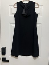 Talbots Dress 8 Knee Crepe Stretch Modest Minimal Quiet Career 90s Black A Line