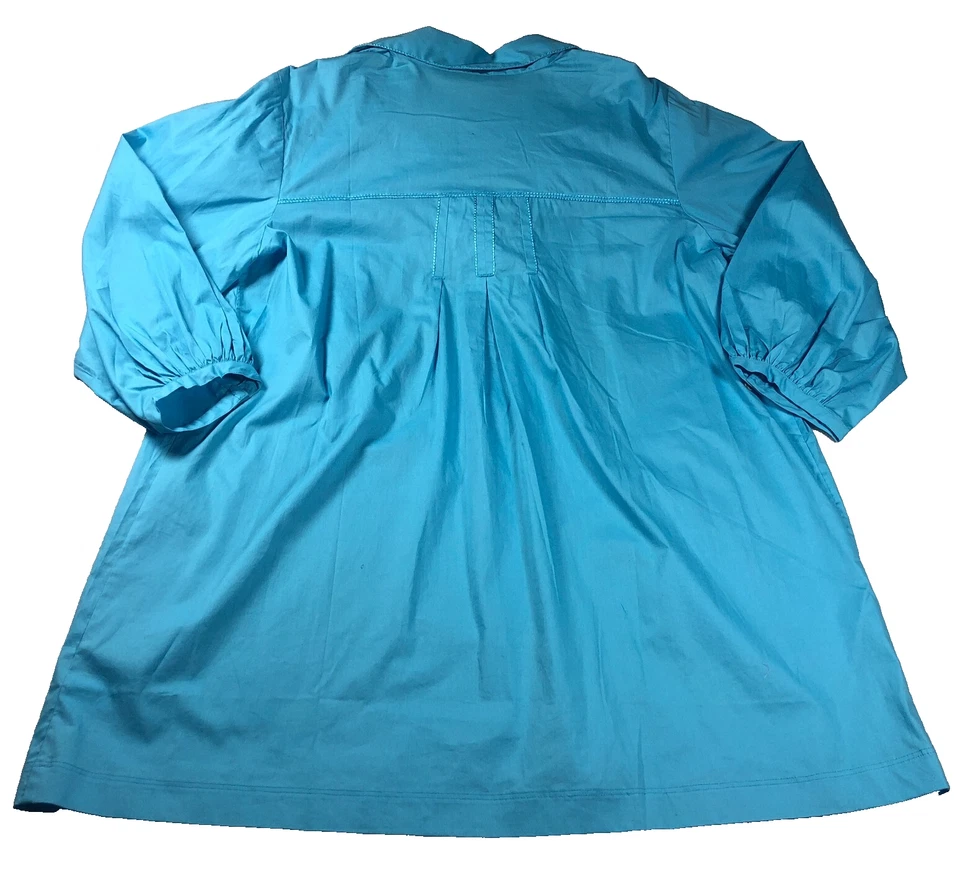 Camisa túnica para mujer Motto talla L azul elástica bordada manga 3/4 cuello nueva sin etiquetas Foto 4 de 4