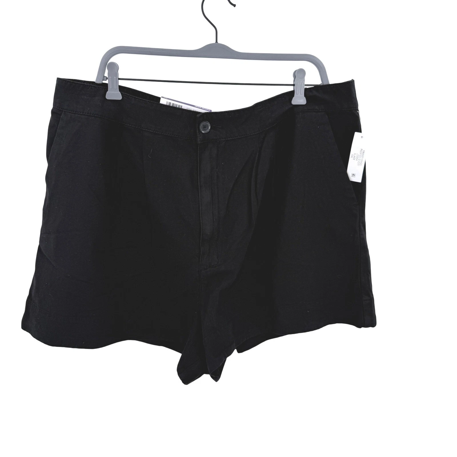 Joie Pleated Shorts Black Cotton Linen Blend High Rise Elastic Back XXL JE3364