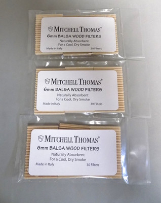 MITCHELL THOMAS 6MM BALSA WOOD FILTER NEW STOCK MADE IN ITALY 3 PACKS 90 FILTERS