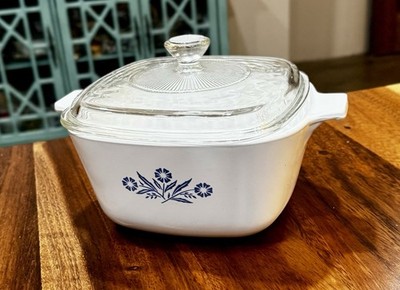 Vintage CorningWare Blue Cornflower P-1 ¾-B Casserole Dish with Glass B-18 Lid