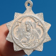 DE COLECCIÓN SAGRADO CORAZÓN DE JESÚS MEDALLA RELIGIOSA ANTIGUO CARMEN VIRGEN ENCANTO