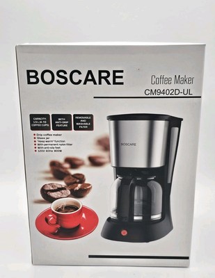 BOSCARE Coffee Maker CM9402D-UL, 1.5 L (4-10 Cups), Washable Filter, Glass,  Drip | eBay