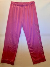 Juicy Couture Pink Satin Pajama Pants Rhinestone Logo Y2k Large Women's Girls