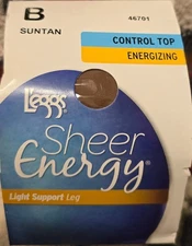 3 Pair Leggs Sheer Energy Control Top Size B Suntan 46701 Light Support Leg