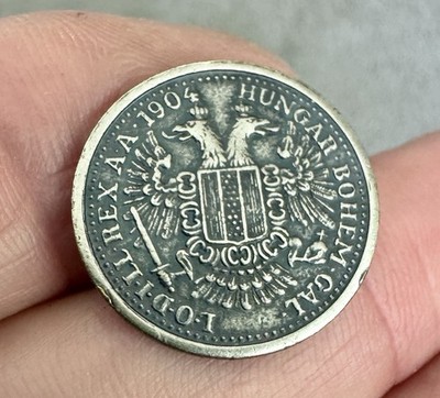 1904 Antique FRANZ JOSEPH Austria 90% SILVER Austro-Hungarian COIN BUTTON