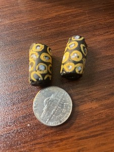 Antique Venetian Millefiori Black Beads