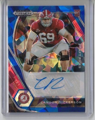 Landon Dickerson auto rookie card /75 2021 Panini Prizm Draft blue ice RC Eagles