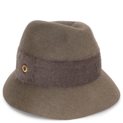 73114 auth LORO PIANA sage green cashfelt INGRID FEDORA Hat M
