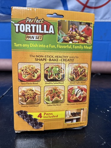 Perfektes Tortilla Pfannenset Taco Schüsseln Gebacken Nicht Gebraten Wie Im TV Gesehen 4er Set Neu - Bild 3 von 4