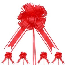 10pcs Large Pull Bow 8 Inch Flower Bows for Wedding Baskets Red