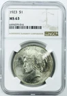 1923 PEACE DOLLAR! NGC MS63! OUTRAGEOUS! MUST HAVE! OUTSTANDING! WOW! NR #P1388