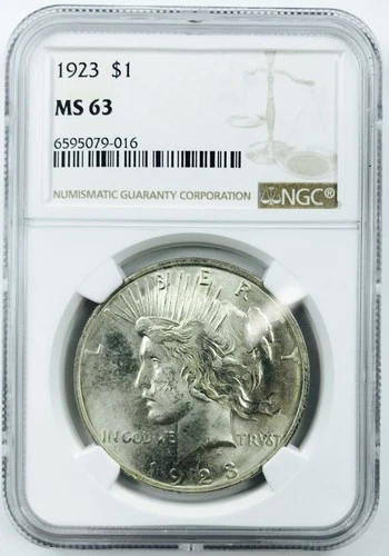 1923 PEACE DOLLAR! NGC MS63! OUTRAGEOUS! MUST HAVE! OUTSTANDING! WOW! NR #P1388