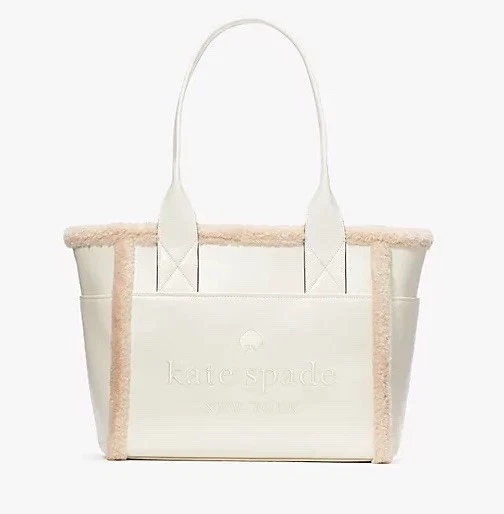 Bolso de hombro Kate Spade Jett imitación piel de oveja beige merengue Mar130 KE517 Foto 2 de 4