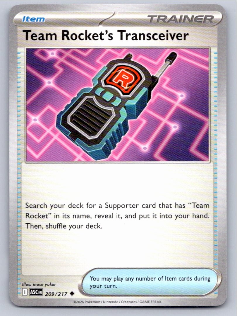 POKEMON TEAM ROCKET'S TRANSCEIVER ASCENDED HEROES 209/217 NM A52594 FREE S&H