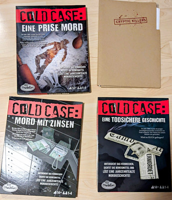 4 Krimispiele, 3 ThinkFun Cold Case + 1 Cryptic Killers