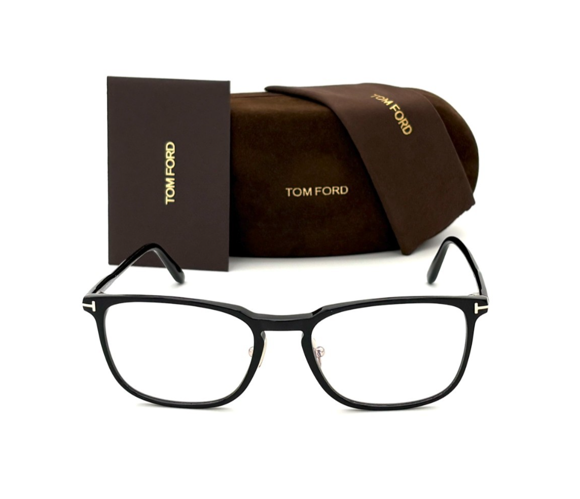 Tom Ford FT5699-B 001 Black / Clear Blue Block 55mm Eyeglasses