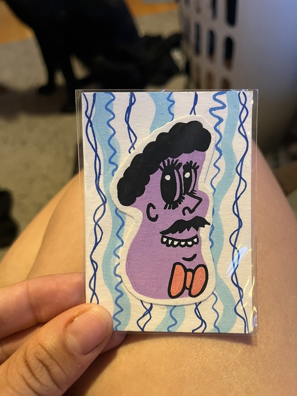 Blob Character collage ACEO /Original Art Card/Miniature Artwork/ATC - Painting 