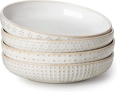 MALACASA Suppenteller 4er Set, 1570ml Große Suppenschalen Steingut Pastaschüssel