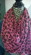 Betsy Johnson Infinity Scarf Pink/Black Hearts Faux Chain NWT