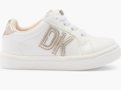 DKNY Kids Gretchen Bonnie Sneaker White Gold Accent. NEW Toddler Sizes New W/box