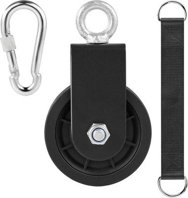 3.54 in Cable Pulley 360 Rotation Traction Wheel with Carabiner and Strap,Silenc