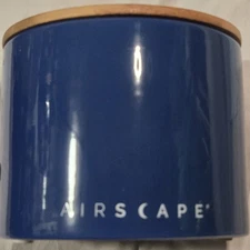 AirScape Planetary Design Blue Ceramic Coffee Food Storage Canister 32oz Bambo..