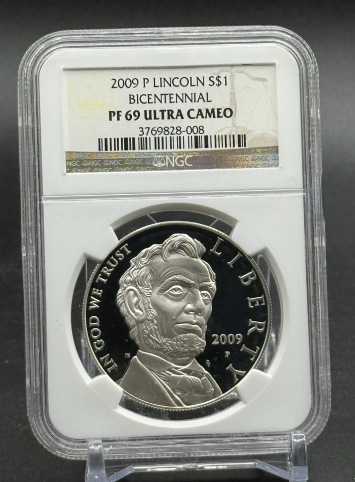 2009 Lincoln Bicentennial $1 Silver Dollar NGC PF69 UCAM + Formative Penny MS66 - Image 4 of 4