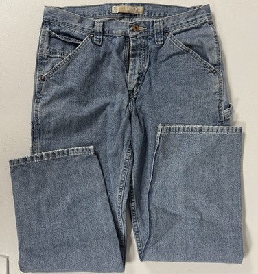 Lee Light Blue Loose Fit Cargo Dungarees Carpenter Denim Jeans Men 32x30