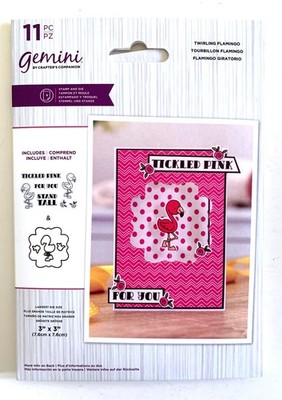 Gemini by Crafter's Companion 11 Piece Stamp & Die Set TWIRLING FLAMINGO