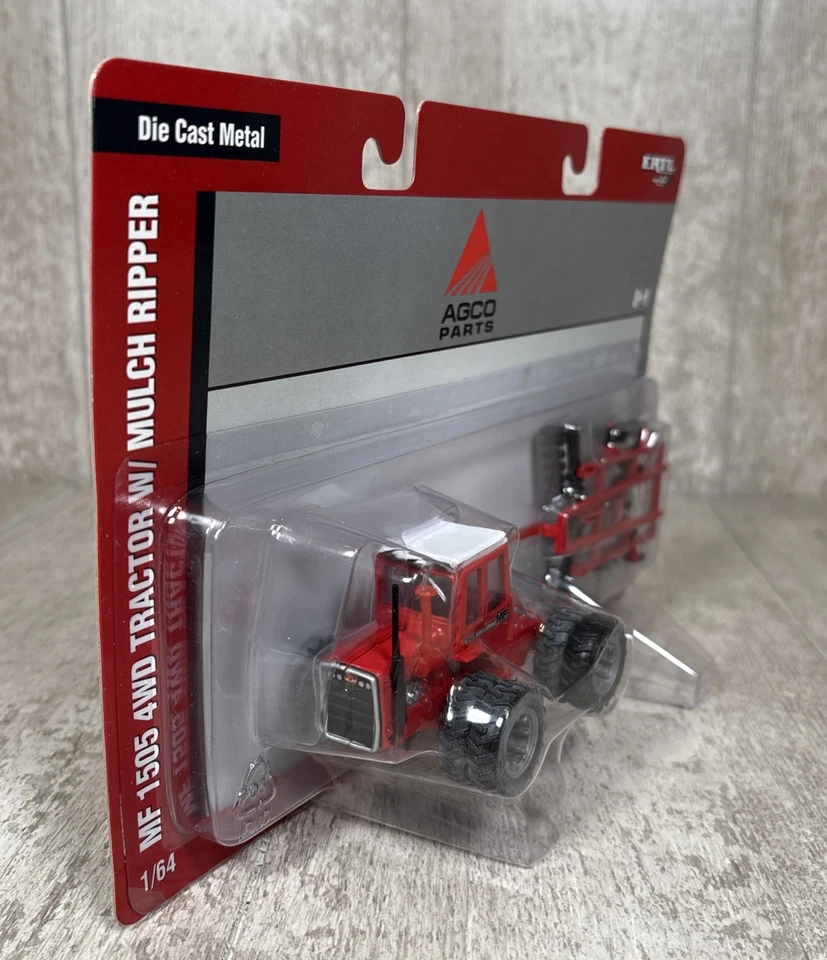 1/64 Ertl Massey Ferguson 1505 4WD Tractor w/ Mulch Ripper Diecast Set - Image 3 of 4