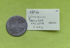 1696 Silver SHILLING Coin WILLIAM III (1694 - 1702) 5.44grams ESC1078 S3497