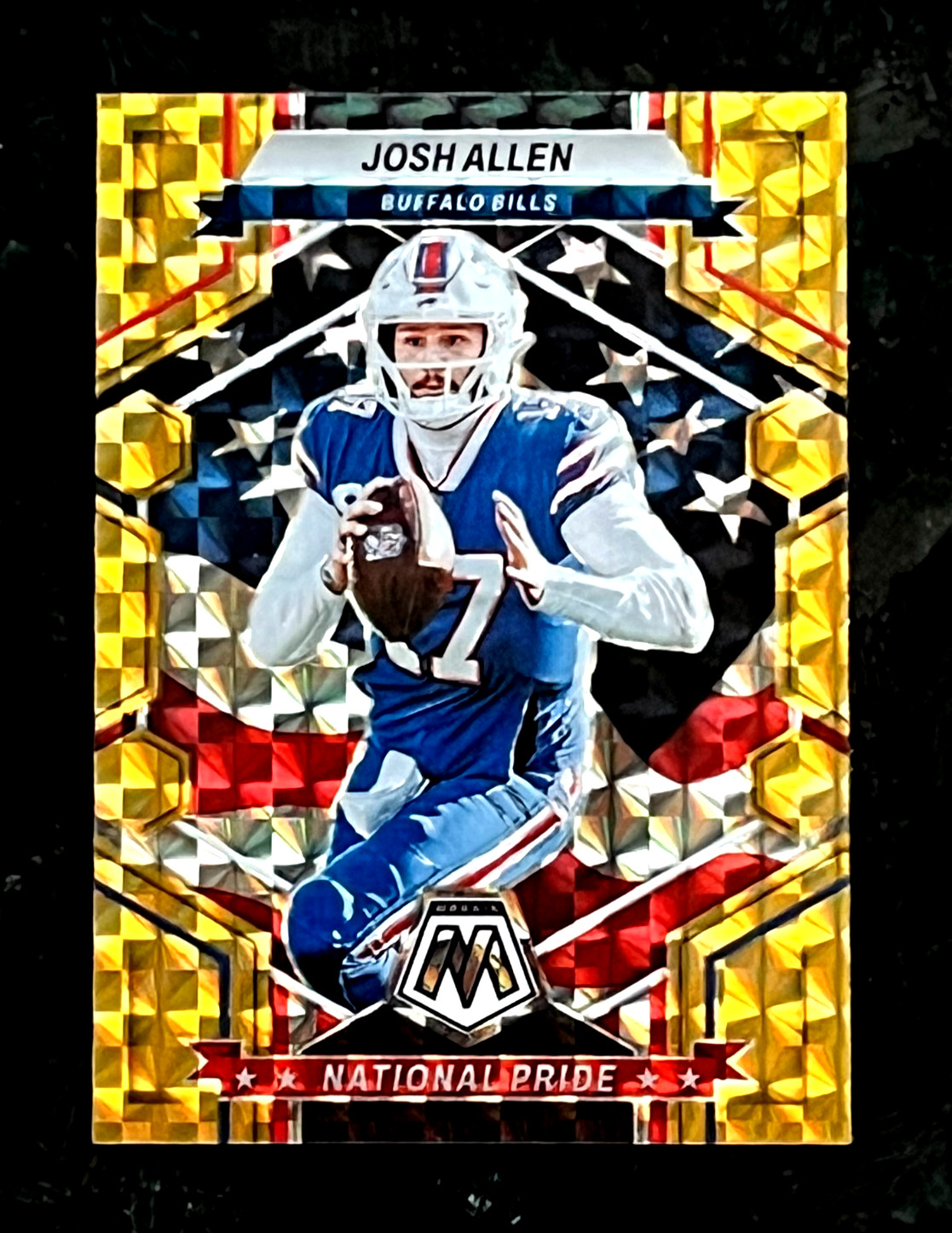 Josh Allen 2023 Panini Mosaic Reactive Yellow NATIONAL PRIDE Buffalo Bills #257