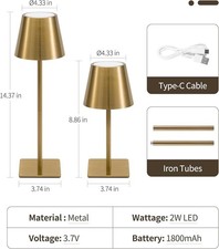 UME 3 Pack Cordless Table Lamp, Battery Operated Lamp - Portable Waterproof R...