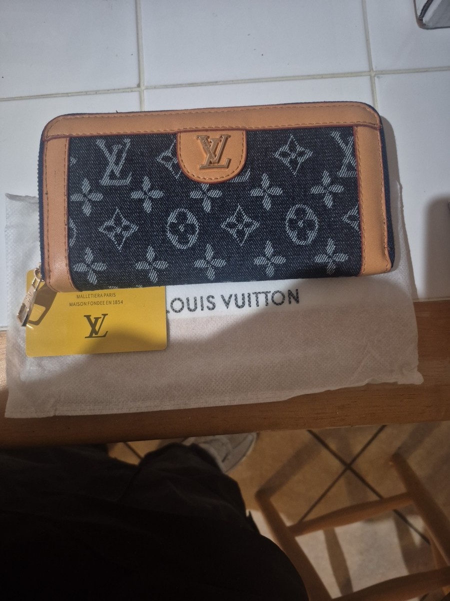 Louis Vuitton Zippy Wallet Monogram Denim Blue Never Used With