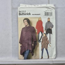 Butterick B6252 Misses' Poncho Sewing Pattern Size Y Xsm-Sml-Med Collar