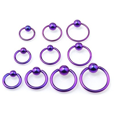 1,0 mm - 1,6mm Titan BCR Violett mit Titan-Kugel Brust Lippen Intim Piercing