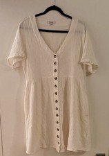 MADEWELL Lightspun Button-Front Mini Dress Off White Ivory Size Large
