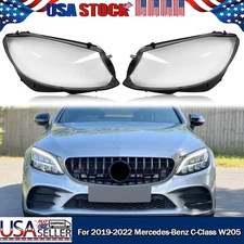 Left&Right Headlight Lamp Lens Covers For Mercedes-Benz C Class W205 2019-2022