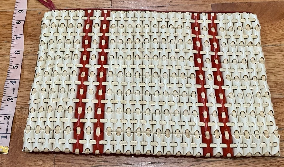 Cartera clutch grande PLASTICFLEX crema y roja rara de colección de los años 40 buscada Foto 2 de 4