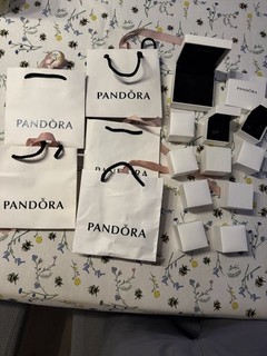 PANDORA Lined Square Jewellery Gift Boxes & Gift Bags Set White/Black