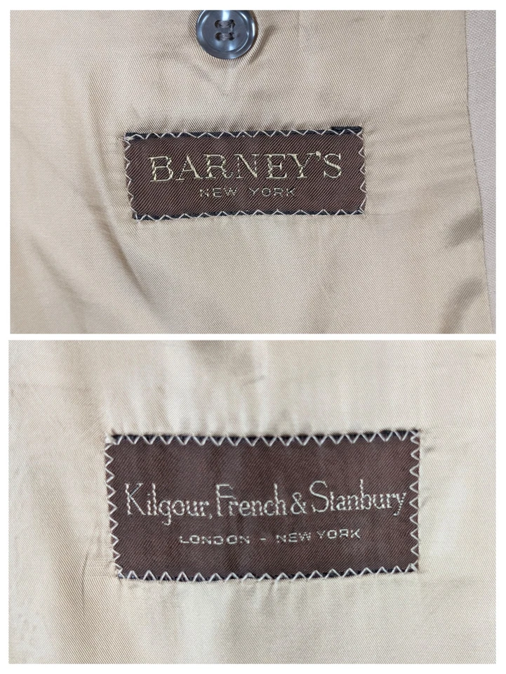 Traje Blazer Pantalones Barney's Nueva York Vintage Años 70 80 Gatsby Dorado Seda 2 Piezas 44R Foto 4 de 4